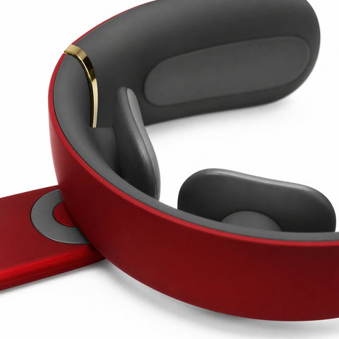 Dzoe Soothe heated neck massager, angled studio view